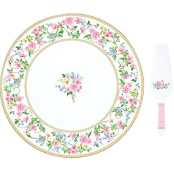 Romantique|Services De Table En Porcelaine​>Easy Life Assiette à gâteau Ø 32 cm avec pelle GARDEN JOY