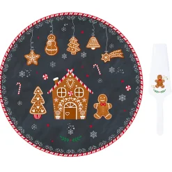 Noël|Services De Table En Porcelaine>Easy Life Assiette à gâteau avec pelle de service GINGERBREAD