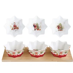 Noël|Services De Table En Porcelaine​>Easy Life Ensemble apéritif avec 3 bols CHRISTMAS MEMORIES
