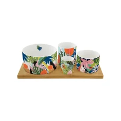 Coffret Cadeau|Services De Table En Porcelaine​>Easy Life Ensemble apéritif avec 4 bols TROPICAL VIBES