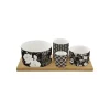 Coffret Cadeau|Services De Table En Porcelaine​>Easy Life Ensemble apéritif avec 4 bols et plateau en bambou ART DECO & FLOWERS