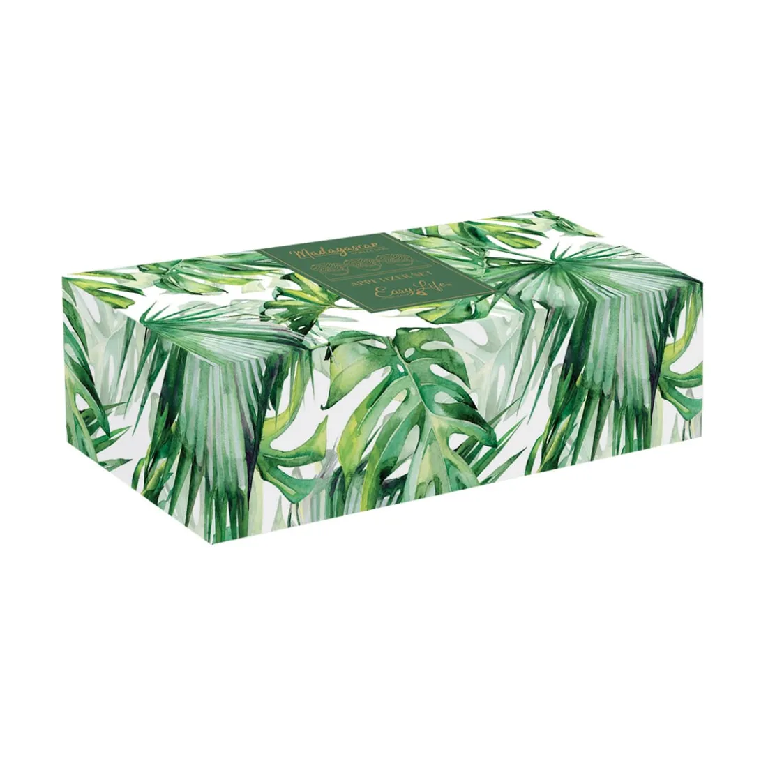 Moderne|Services De Table En Porcelaine>Easy Life Ensemble apéritif avec plateau en bambou et 2 bols en porcelaine en forme de feuilleCarre MADAGASCAR