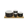 Coffret Cadeau|Services De Table En Porcelaine​>Easy Life Ensemble apéritif en bambou avec 4 bols en porcelaine, dans une boîte cadeau CELESTIAL