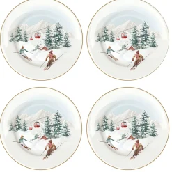 Noël|Services De Table En Porcelaine​>Easy Life Ensemble de 4 assiettes à dessert CHALET