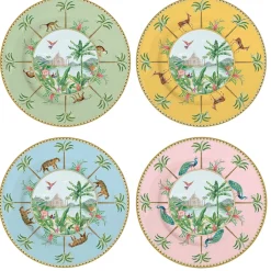 Ethnique|Services De Table En Porcelaine>Easy Life Ensemble de 4 assiettes àdessert PARADIS SAUVAGE