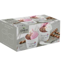 Quotidienne|Services De Table En Porcelaine​>Easy Life Ensemble de 2 bols à glace avec cuillères KITCHEN ELEMENTS