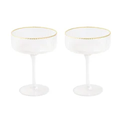 Services De Table En Porcelaine​|Festive>Easy Life Ensemble de 2 coupes à champagne avec fil d’or FESTIVE