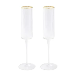 Services De Table En Porcelaine​|Festive>Easy Life Ensemble de 2 flûtes avec fil d’or FESTIVE