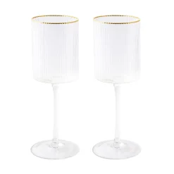 Services De Table En Porcelaine​|Festive>Easy Life Ensemble de 2 gobelets à vin avec fil d’or FESTIVE