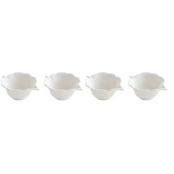 Moderne|Services De Table En Porcelaine​>Easy Life Ensemble de 4 mini bols en porcelaine en forme de feuille LEAVES WHITE