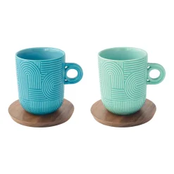 Quotidienne|Petit Dejeuner>Easy Life Ensemble de 2 mugs avec soucoupe TAKE A LOOP ASS.1