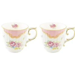 Romantique|Petit Dejeuner>Easy Life Ensemble de 2 mugs en porcelaine 325 ml dans une boîte HERITAGE PINK