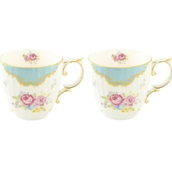 Romantique|Petit Dejeuner>Easy Life Ensemble de 2 mugs en porcelaine 325 ml dans une boîteHERITAGE BLUE
