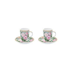 Romantique|Petit Dejeuner>Easy Life Ensemble de 2 petites tasses à café avec soucoupes ROSES IN BLOOM