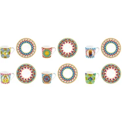 Ethnique|Petit Dejeuner>Easy Life Ensemble de 6 petites tasses à espresso avec soucoupesSICILY