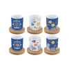 Coffret Cadeau|Petit Dejeuner>Easy Life Ensemble de 6 petites tasses à espresso avec soucoupes en bambou AQUARIUM