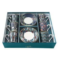 Coffret Cadeau|Petit Dejeuner>Easy Life Ensemble de 6 petites tasses à espresso de 100 ml avec soucoupes, dans une boîte cadeau MANDALAY