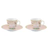 Nature|Petit Dejeuner>Easy Life Ensemble de 2 petites tasses à espresso de 80 ml avec soucoupes JARDIN DE REVES