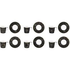 Coffret Cadeau|Petit Dejeuner>Easy Life Ensemble de 6 petites tasses à espresso de 100 ml avec soucoupes, dans une boîte cadeau CELESTIAL