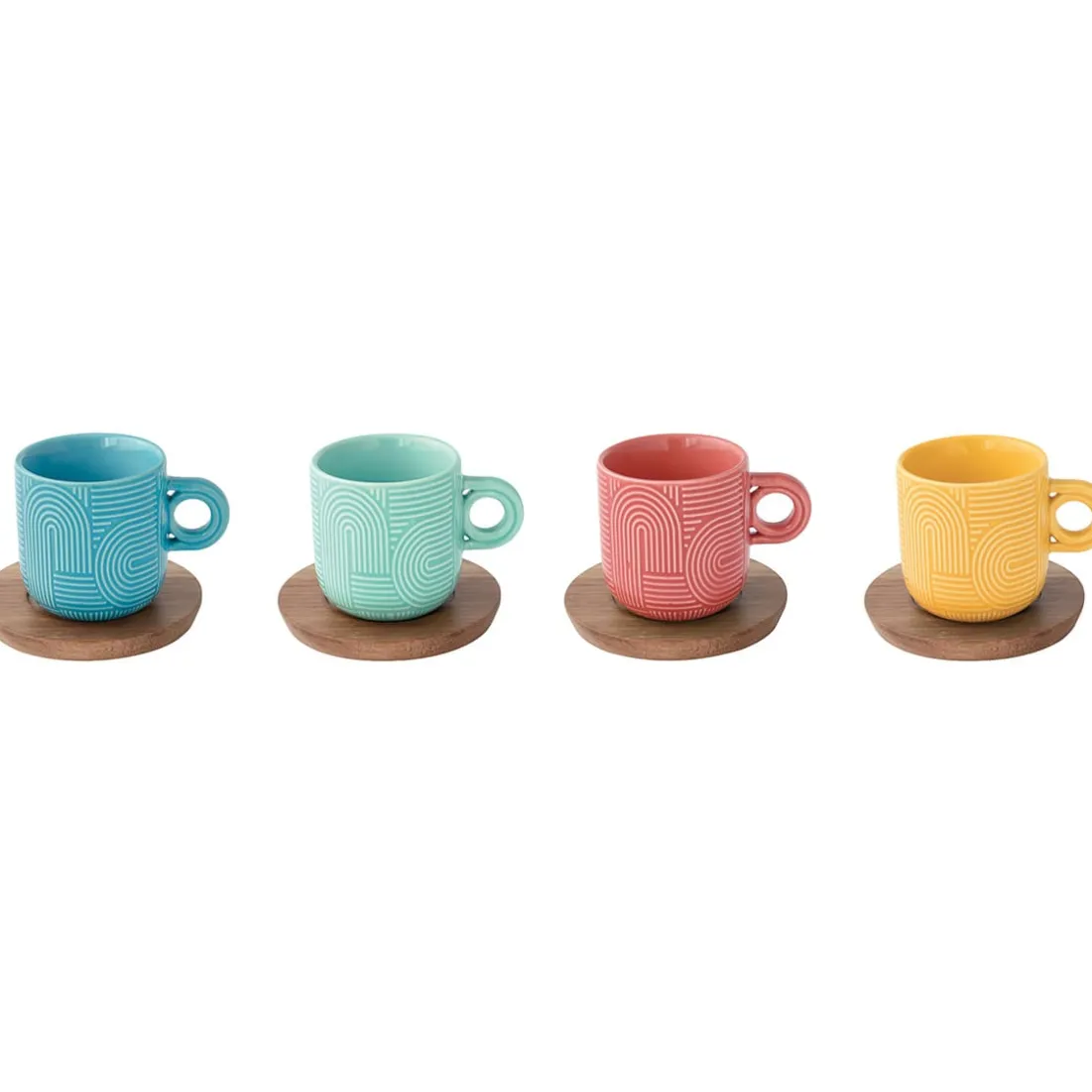 Quotidienne|Petit Dejeuner>Easy Life Ensemble de 4 tasses à café avec soucoupe TAKE A LOOP ASS.5