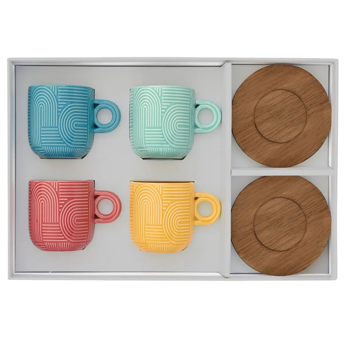 Quotidienne|Petit Dejeuner>Easy Life Ensemble de 4 tasses à café avec soucoupe TAKE A LOOP ASS.5