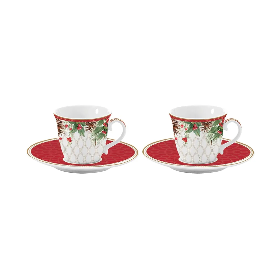 Noël|Petit Dejeuner>Easy Life Ensemble de 2 tasses à café avec soucoupe CHRISTMAS BERRIES
