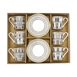 Ethnique|Petit Dejeuner>Easy Life Ensemble de 6 tasses à café avec soucoupes PALAZZO