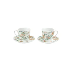Romantique|Petit Dejeuner>Easy Life Ensemble de 2 tasses à café avec soucoupes en porcelaine, 80 ml ZEN GARDEN WHITE
