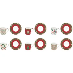 Petit Dejeuner|Jingle Bells>Easy Life Ensemble de 6 tasses à café avec soucoupe JINGLE BELLS