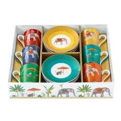 Ethnique|Petit Dejeuner>Easy Life Ensemble de 6 tasses à espresso de 100 ml avec soucoupes MARAJAH