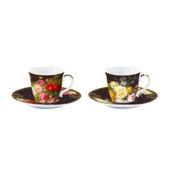 Nature|Petit Dejeuner>Easy Life Ensemble de 2 tasses à espresso avec soucoupes VICTORIAN GARDEN