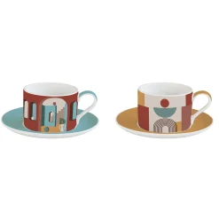 Coffret Cadeau|Petit Dejeuner>Easy Life Ensemble de 2 tasses 240 ml avec soucoupes ILLUSION