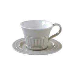 Moderne|Petit Dejeuner>Easy Life Ensemble de 6 tasses à petit-déjeuner de 400 ml avec soucoupes en porcelaineLIGHT GREY