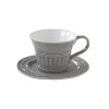 Moderne|Petit Dejeuner>Easy Life Ensemble de 6 tasses à petit-déjeuner de 400 ml avec soucoupes en porcelaine DEEP GREY