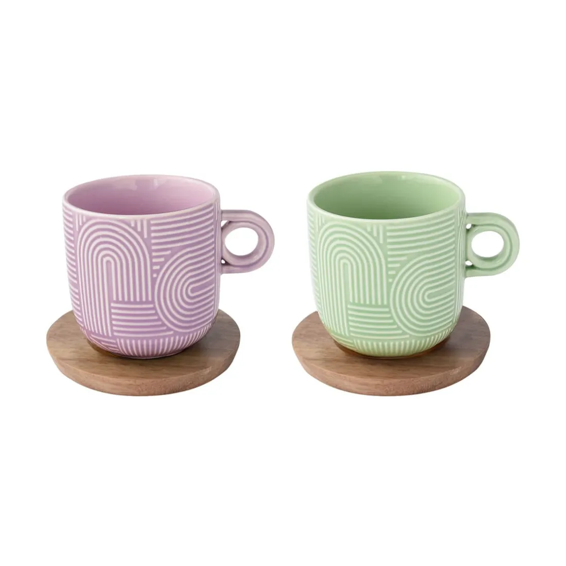 Quotidienne|Petit Dejeuner>Easy Life Ensemble de 2 tasses à thé avec soucoupe TAKE A LOOP ASS.3