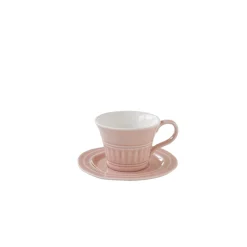 Moderne|Petit Dejeuner>Easy Life Ensemble de 6 tasses à thé de 120 ml avec soucoupes en porcelaine AQUA LIGHT PINK