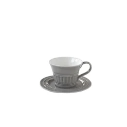 Moderne|Petit Dejeuner>Easy Life Ensemble de 6 tasses à thé de 120 ml avec soucoupes en porcelaine AQUA GREY