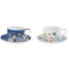 Coffret Cadeau|Petit Dejeuner>Easy Life Ensemble de 2 tasses avec soucoupes AQUARIUM
