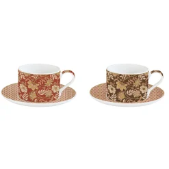 Coffret Cadeau>Easy Life Ensemble de 2 tasses avec soucoupe en porcelaine 240 ml FLEURS DES RÊVES