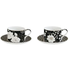 Coffret Cadeau|Petit Dejeuner>Easy Life Ensemble de 2 tasses avec soucoupes ART DECO & FLOWERS