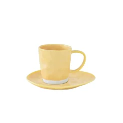 Moderne|Petit Dejeuner>Easy Life Ensemble de 6 tasses de 250 ml avec soucoupes en porcelaine INTERIORS YELLOW
