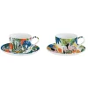 Coffret Cadeau|Petit Dejeuner>Easy Life Ensemble de 2 tasses de 240 ml avec soucoupes TROPICAL VIBES