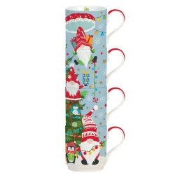 Noël|Petit Dejeuner>Easy Life Ensemble de 4 tasses empilables GNOMES AT WORK