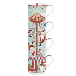 Noël|Petit Dejeuner>Easy Life Ensemble de 4 tasses empilables Santa’S Carousel