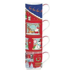 Noël|Petit Dejeuner>Easy Life Ensemble de 4 tasses empilables CHRISTMAS Neighbours