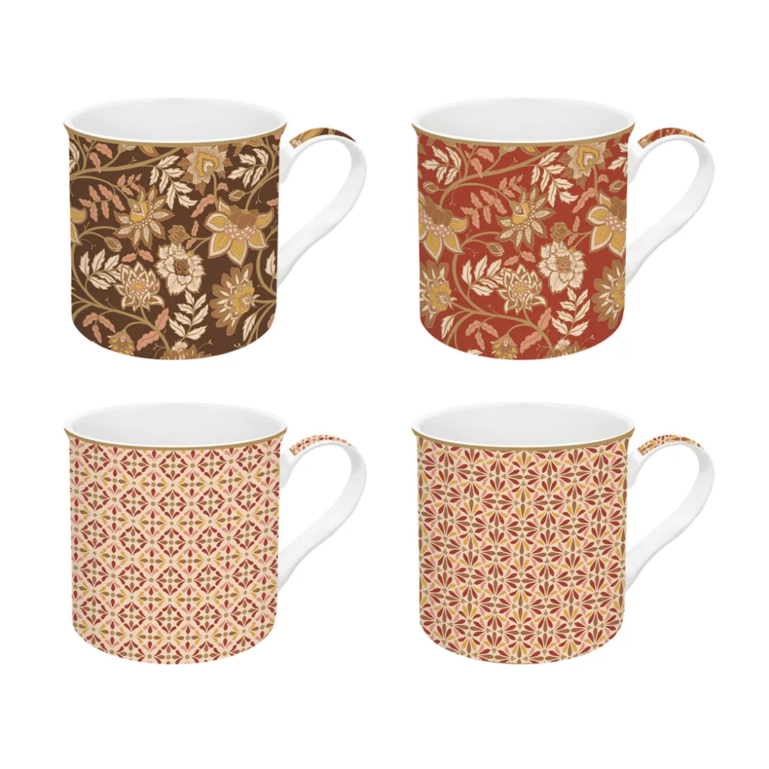 Coffret Cadeau>Easy Life Ensemble de 4 tasses en porcelaine 300 ml FLEURS DES RÊVES