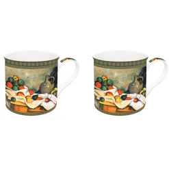 Masterpiece|Petit Dejeuner>Easy Life Ensemble de 2 tasses en porcelaine de 300 ml dans une boîte cadeau STILL LIFE, DRAPERY, PILCHER AND FR