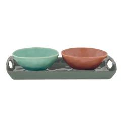 Moderne|Services De Table En Porcelaine>Easy Life Ensemble plateau de 28×14 cm avec 2 bols de Ø 12 cm en porcelaine, version 2