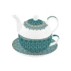 Coffret Cadeau|Petit Dejeuner>Easy Life Ensemble thé pour une personne, 350 ml en porcelaine ART DECO GREEN