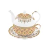 Coffret Cadeau|Petit Dejeuner>Easy Life Ensemble thé pour une personne, 350 ml en porcelaine MOROCCO ORANGE